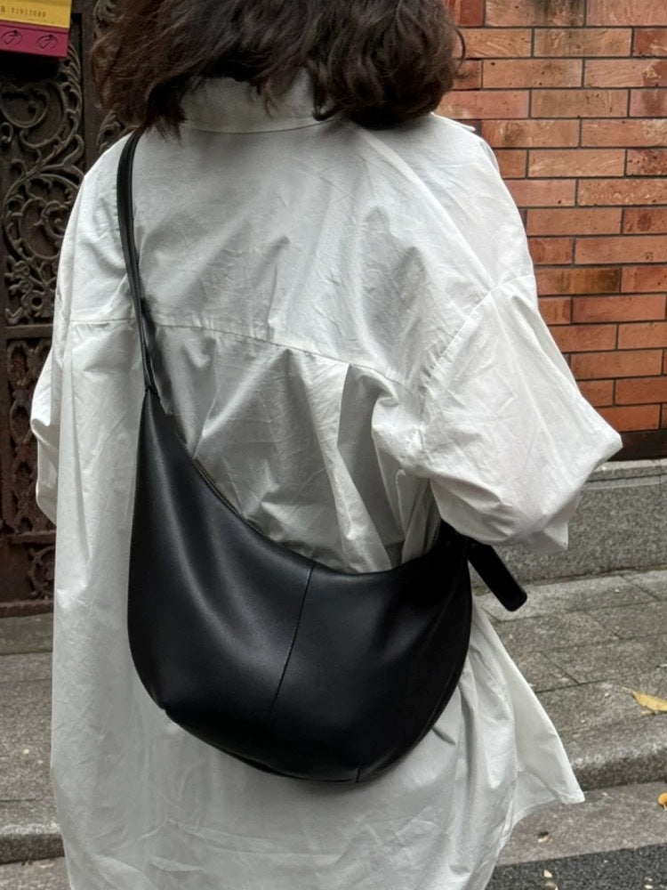 Minimalist Soft Leather Dumpling Shoulder Crossbody Bag