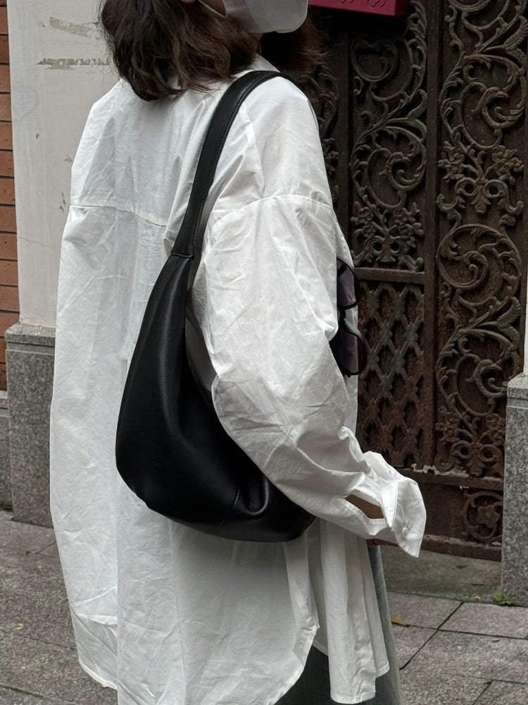 Minimalist Soft Leather Dumpling Shoulder Crossbody Bag