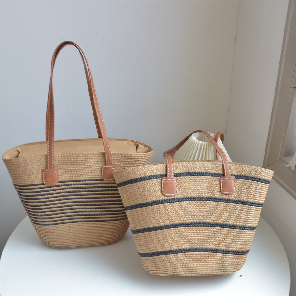Women's Hand-Woven Straw Basket Underarm Shoulder Bag