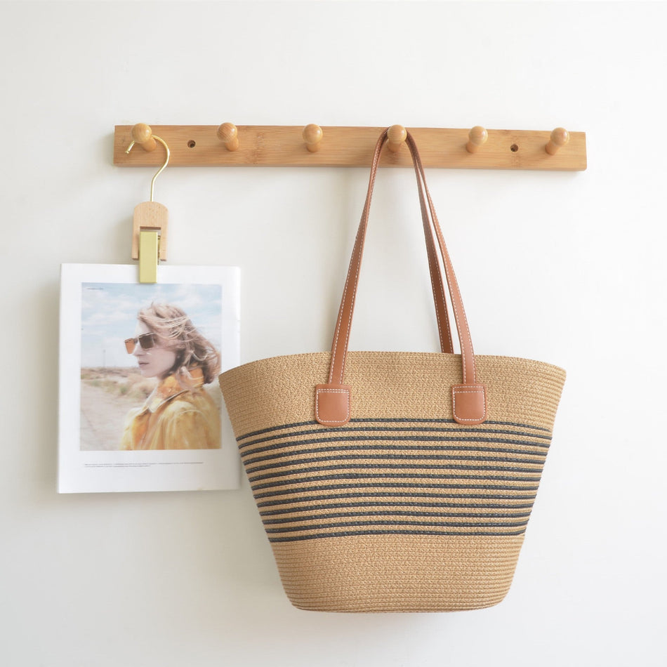 Women's Hand-Woven Straw Basket Underarm Shoulder Bag