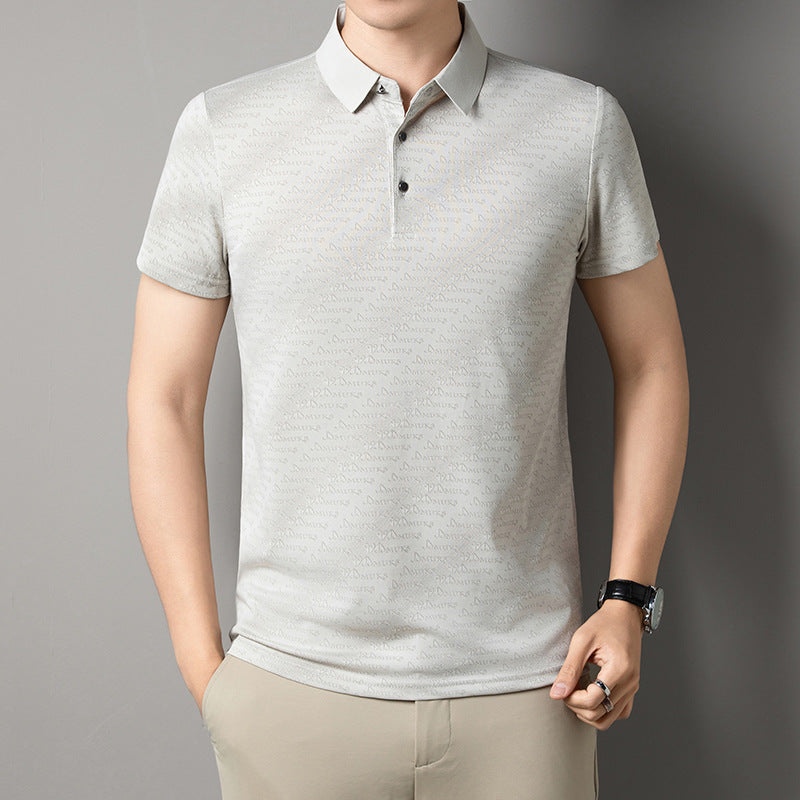 Men's Cotton Short Sleeve Polo Shirt Loose Casual Dad Style