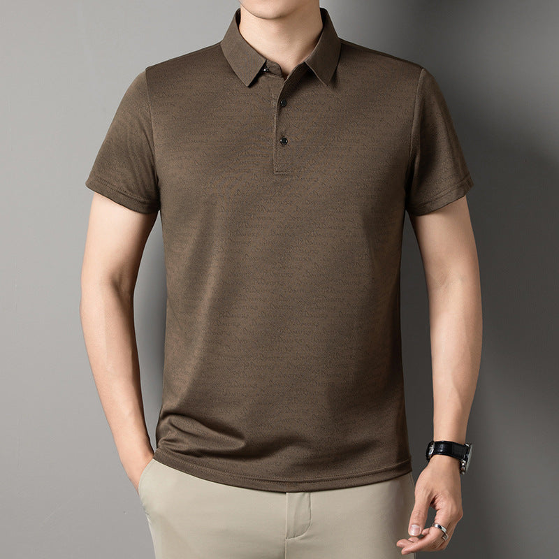 Men's Cotton Short Sleeve Polo Shirt Loose Casual Dad Style