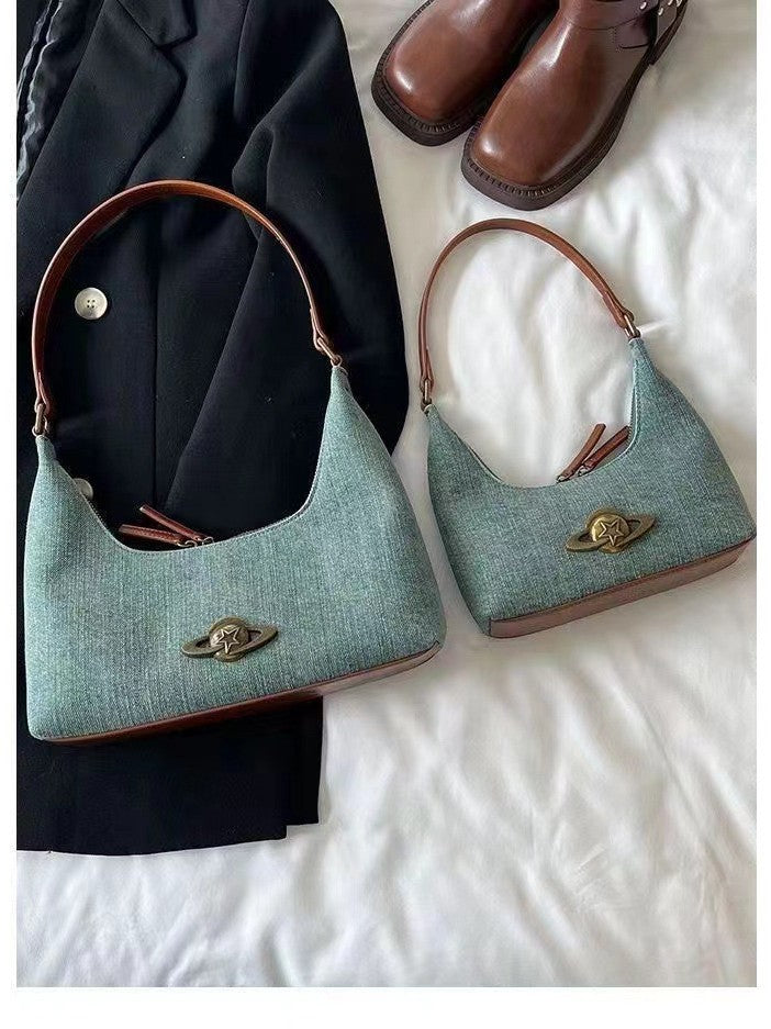 Women's Retro Denim Shoulder Handbag Underarm Bag