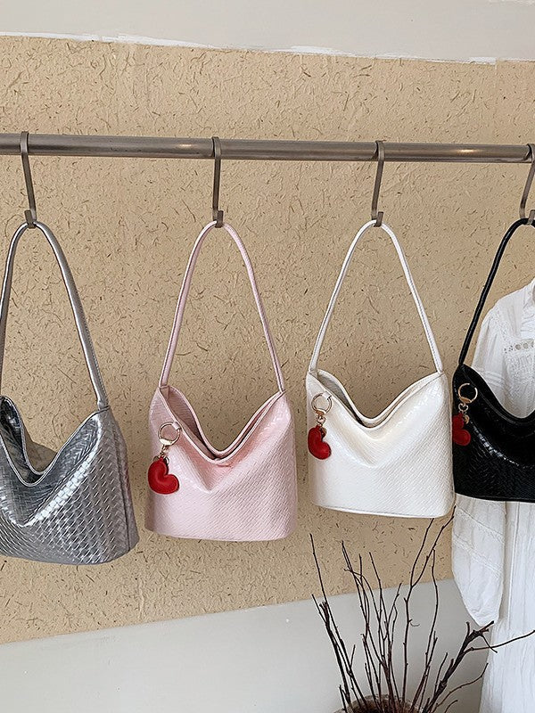 Women's White and Silver Zipper Crossbody Shoulder Bag