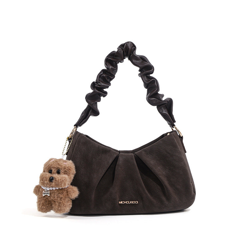 Women's Retro Chocolate Pleated Cloud Shoulder Bag