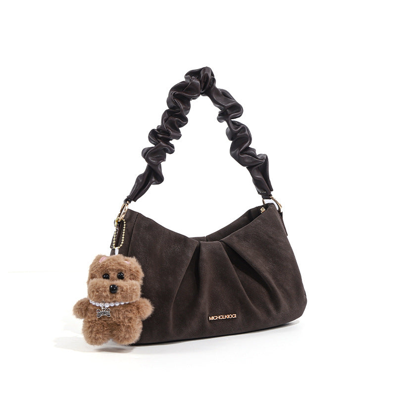 Women's Retro Chocolate Pleated Cloud Shoulder Bag