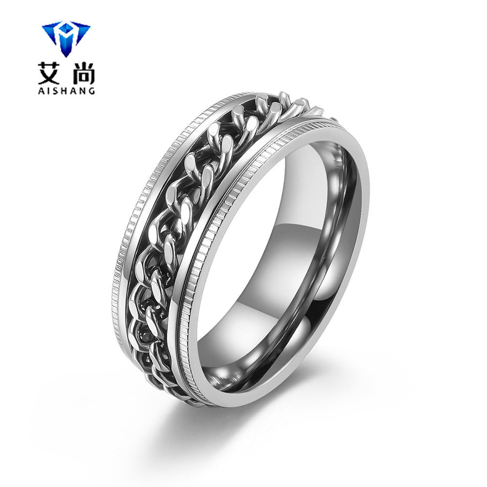 Titanium Steel Rotating Chain Ring for Men