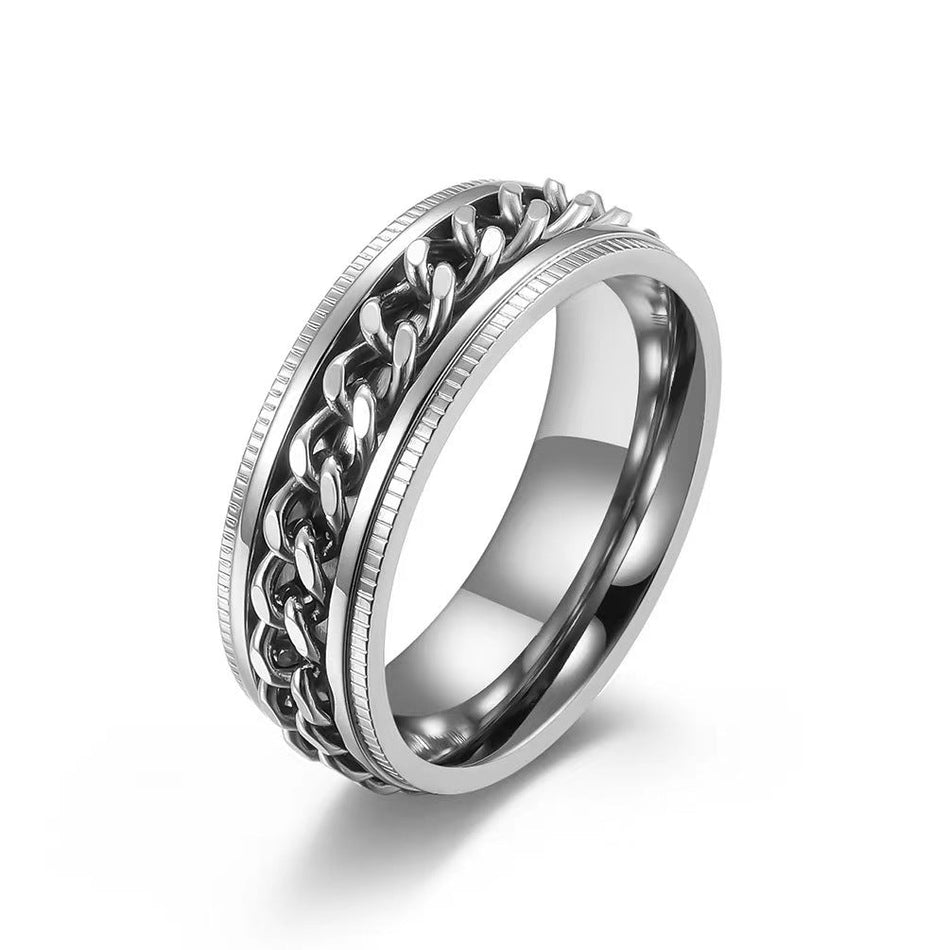 Titanium Steel Rotating Chain Ring for Men