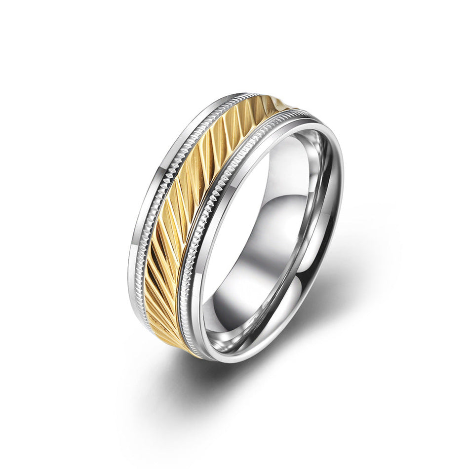 Men's Titanium Steel Wheel Pattern Rotating Couple Ring