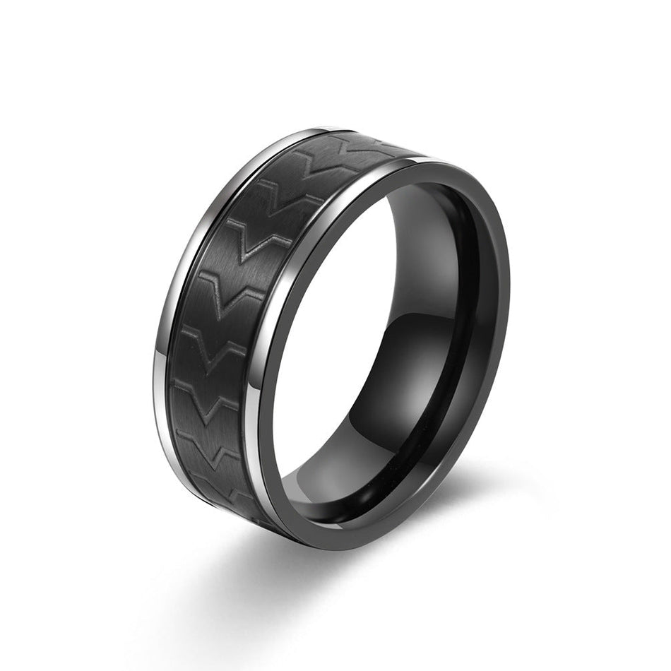 Men's Multi Color Titanium Steel Tire Pattern Ring Jewelry