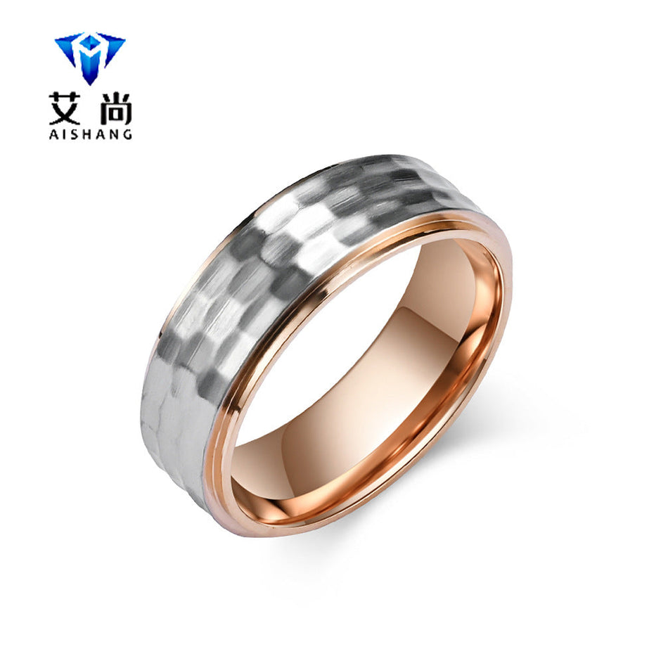 Men's Titanium Steel Hammered Ring Simple Couple Jewelry