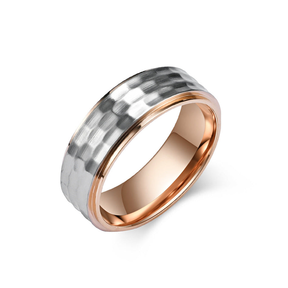 Men's Titanium Steel Hammered Ring Simple Couple Jewelry