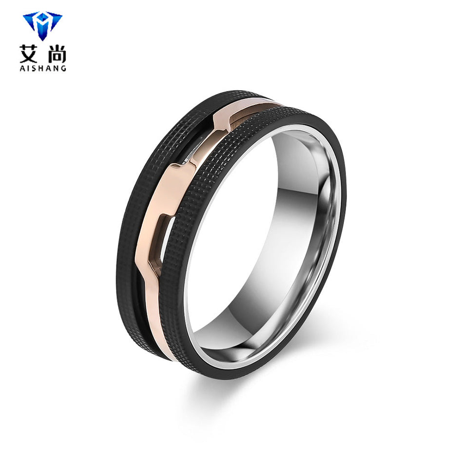 Men's Two Tone Titanium Steel Five Piece Ring Set