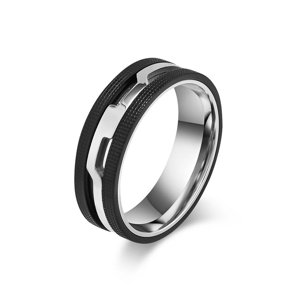 Men's Two Tone Titanium Steel Five Piece Ring Set