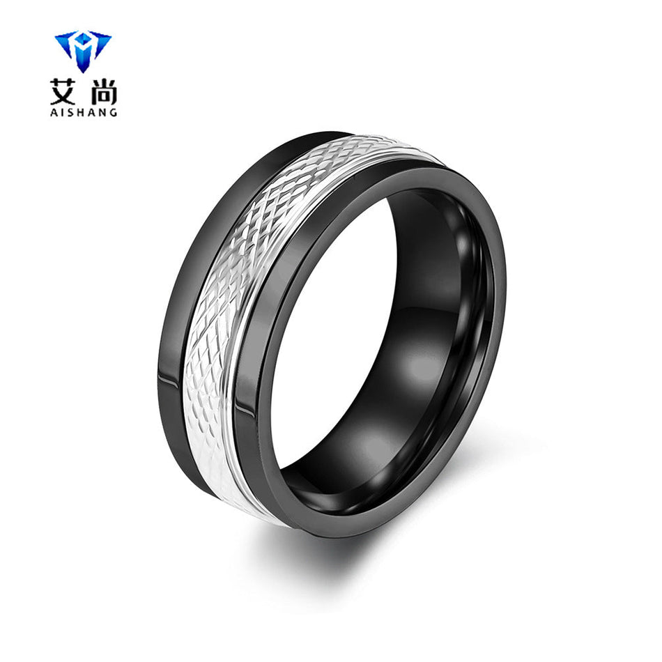 Men's Cross Diamond Rotating Stainless Steel Decompression Ring