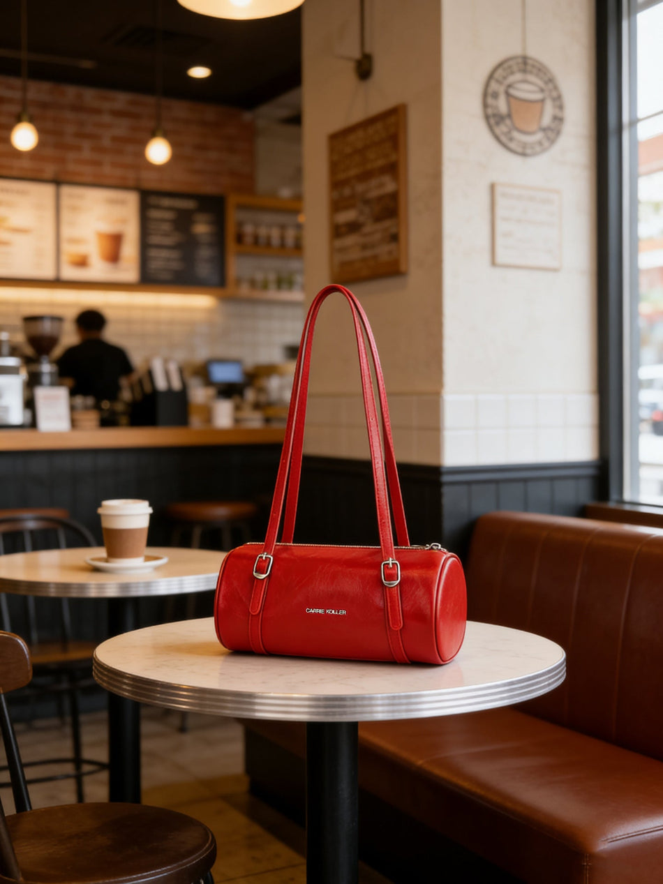 Women's Korean Style Red Bowling Shoulder Underarm Bag