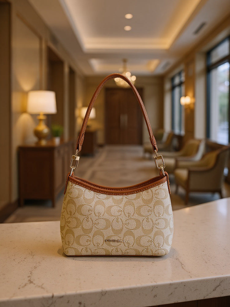 Women's Retro Monogram Hobo Shoulder Crossbody Bag