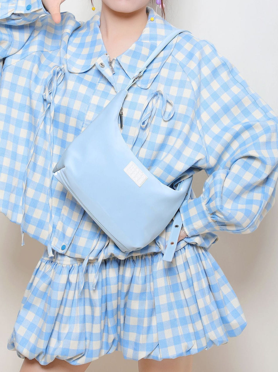 Women's Glossy Soft Leather Crescent Shoulder Underarm Bag