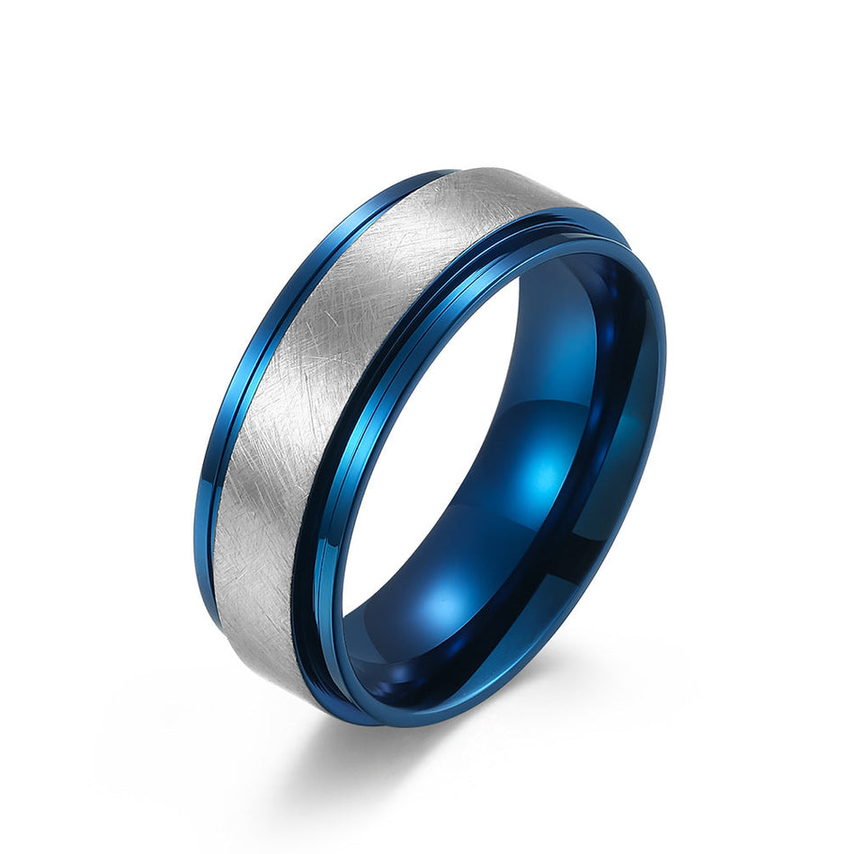 Men's Titanium Steel Sand Texture Ring Simple Trend Jewelry