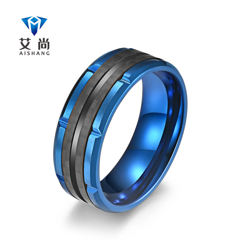 Men's Carbon Fiber Titanium Steel Ring Fashion Jewelry