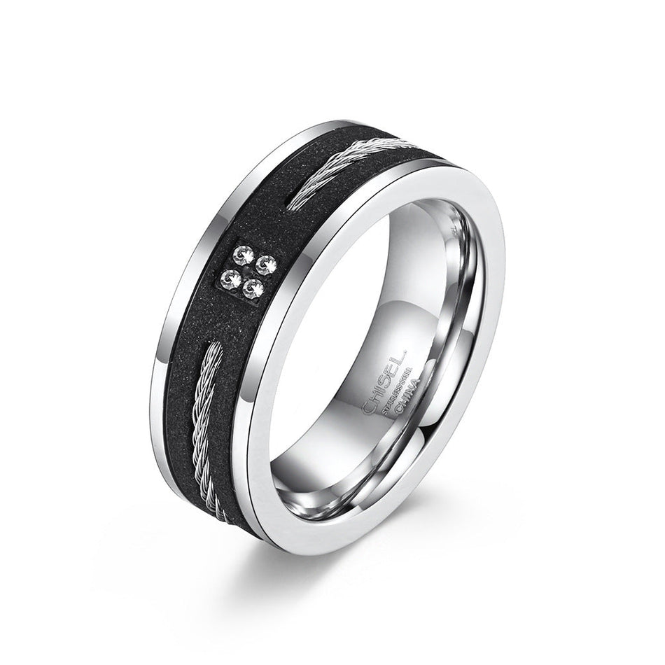 Men's Frosted Titanium Steel Wire Rope Ring Jewelry