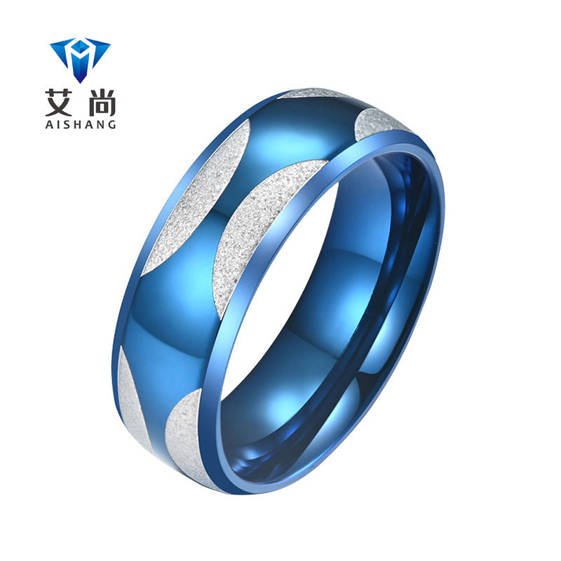 Men's Simple Sanding Titanium Steel Couple Ring Jewelry