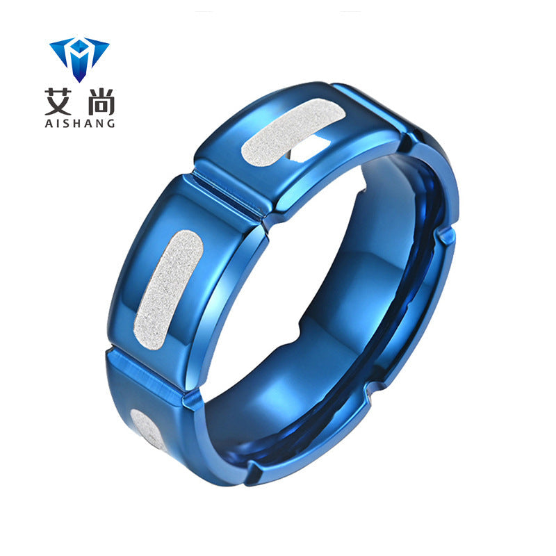 Men's Slotted Sanding Titanium Steel Ring Jewelry