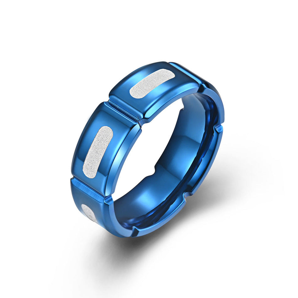 Men's Slotted Sanding Titanium Steel Ring Jewelry