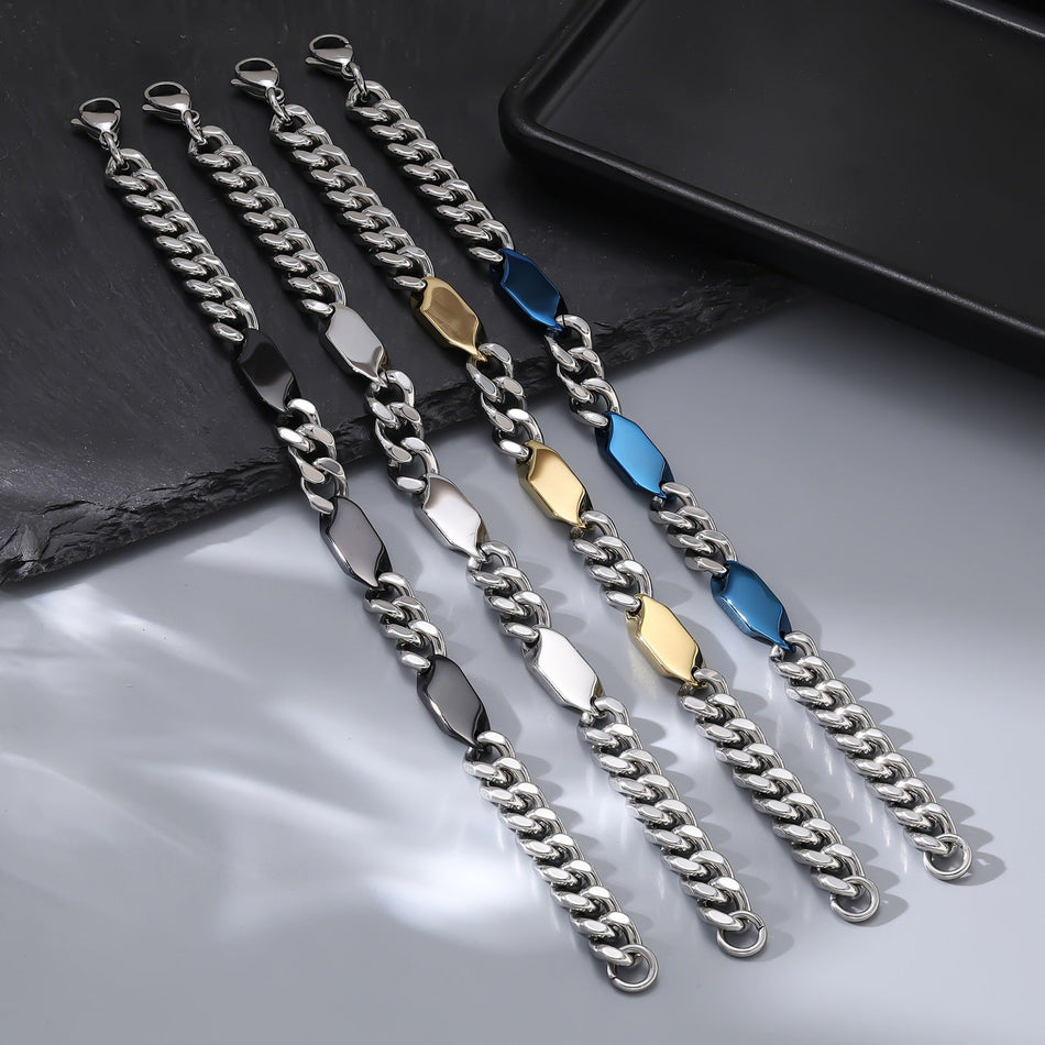 Men's Stainless Steel Cuban Chain Bracelet Titanium Jewelry
