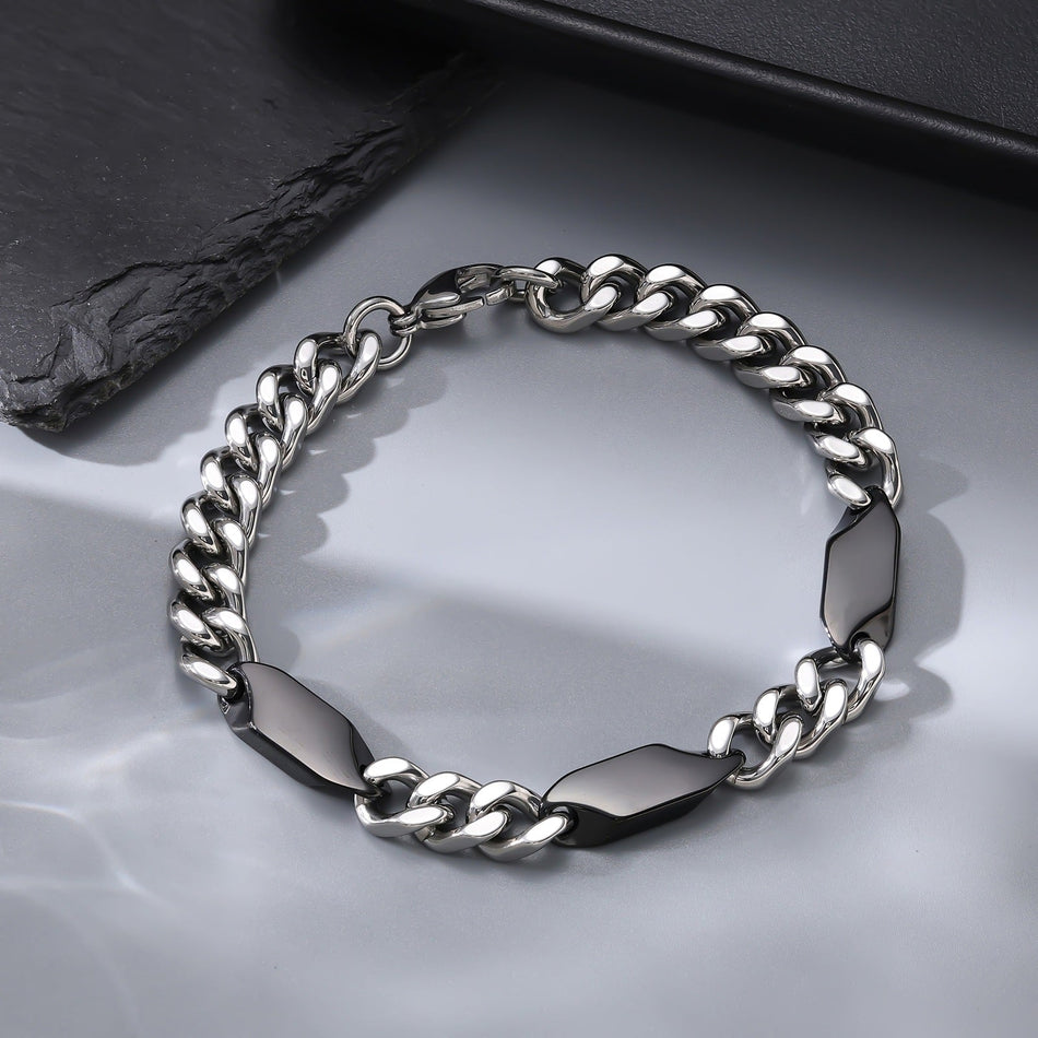 Men's Stainless Steel Cuban Chain Bracelet Titanium Jewelry