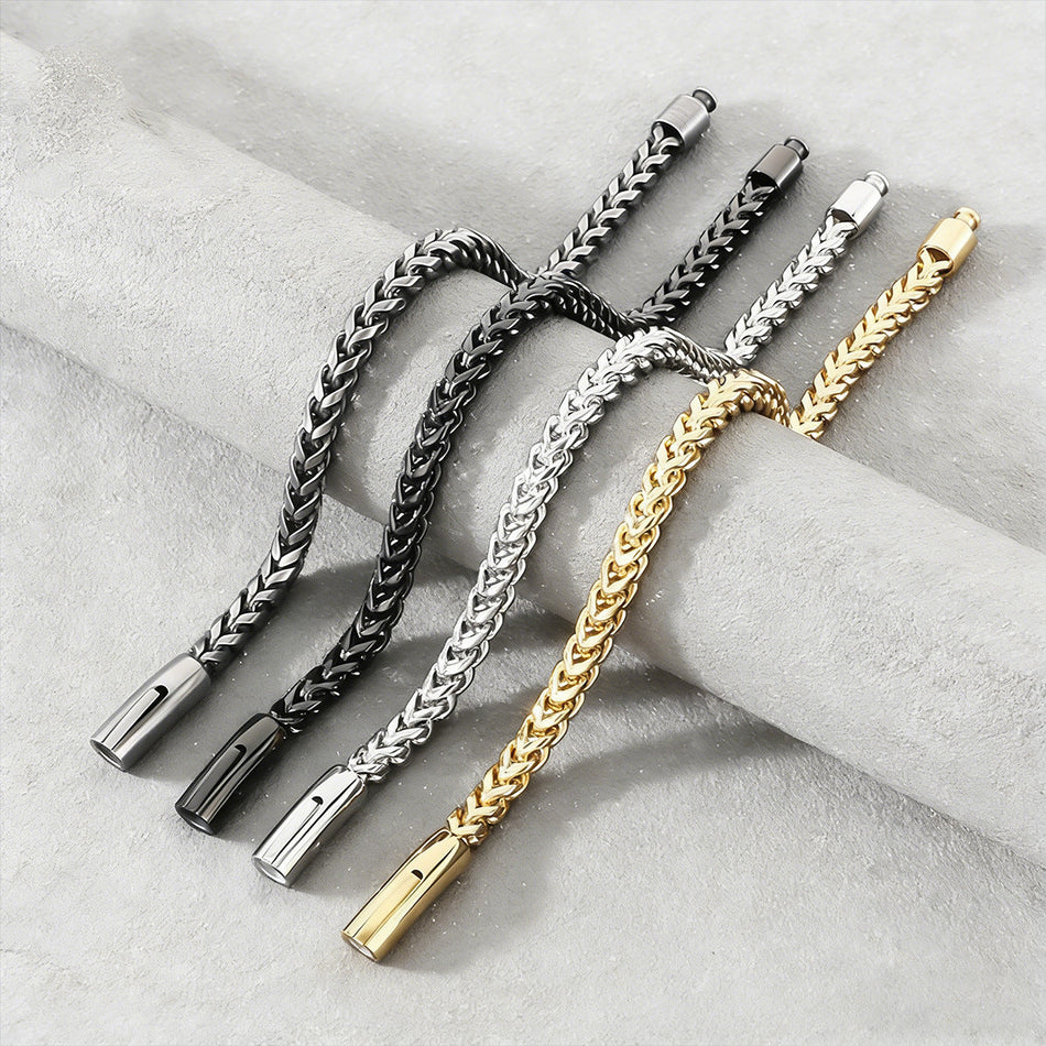 Men's Titanium Steel Encrypted Chain Hip Hop Bracelet