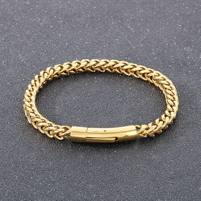 Men's Titanium Steel Encrypted Chain Hip Hop Bracelet
