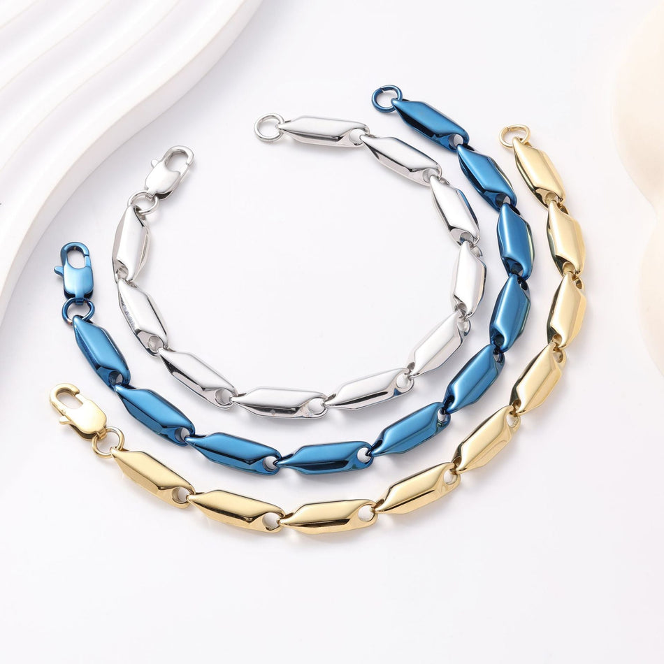 Men's Titanium Steel Ingot Bamboo Chain Bracelet Jewelry