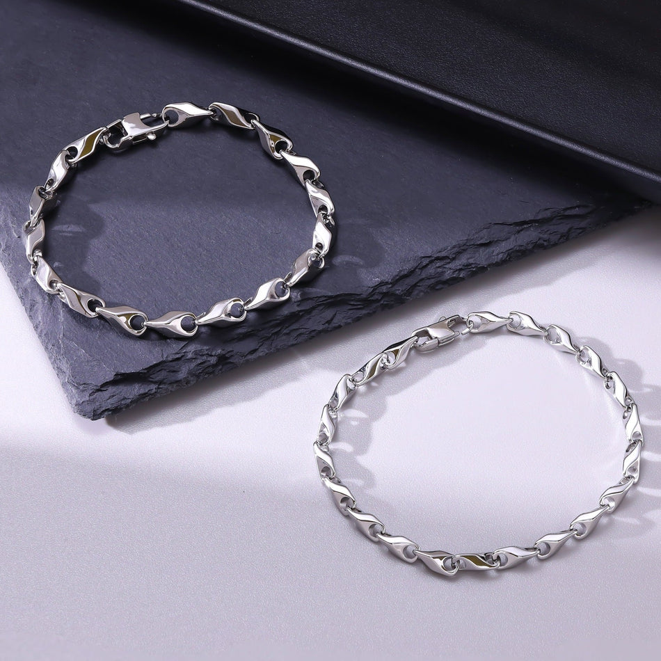 Men's Stainless Steel Handmade Chain Pull Ring Bracelet