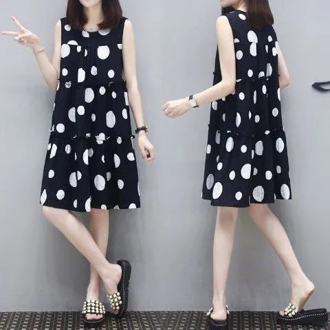 Elegant Polka Dot A-Line Midi Dress for Women
