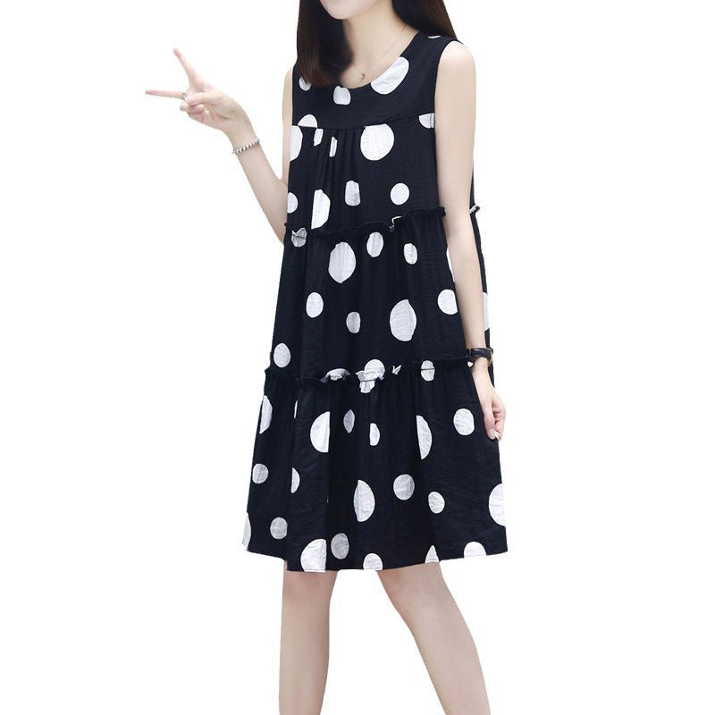 Elegant Polka Dot A-Line Midi Dress for Women