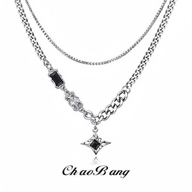 Double-Layer Cuban Titanium Steel Necklace for Men, Luxury Style