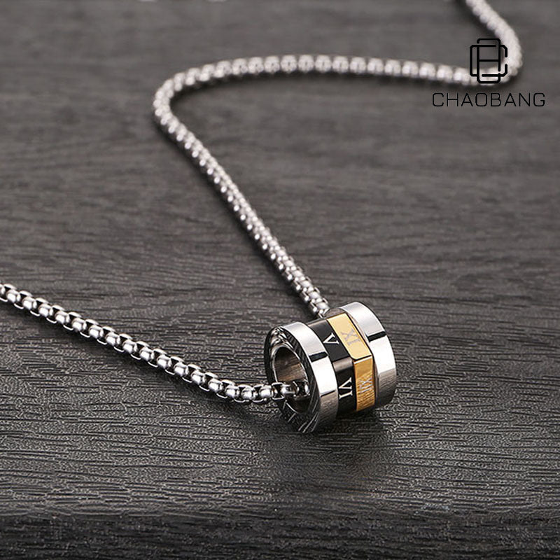 Men's Titanium Steel Pendant Necklace with Modern Sweater Chain