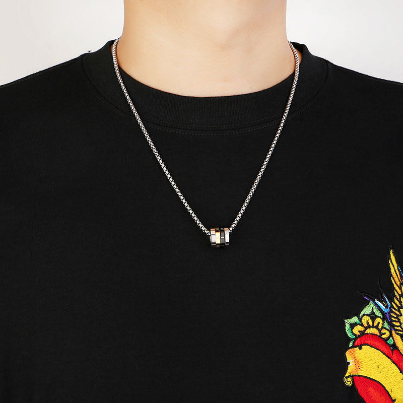 Men's Titanium Steel Pendant Necklace with Modern Sweater Chain