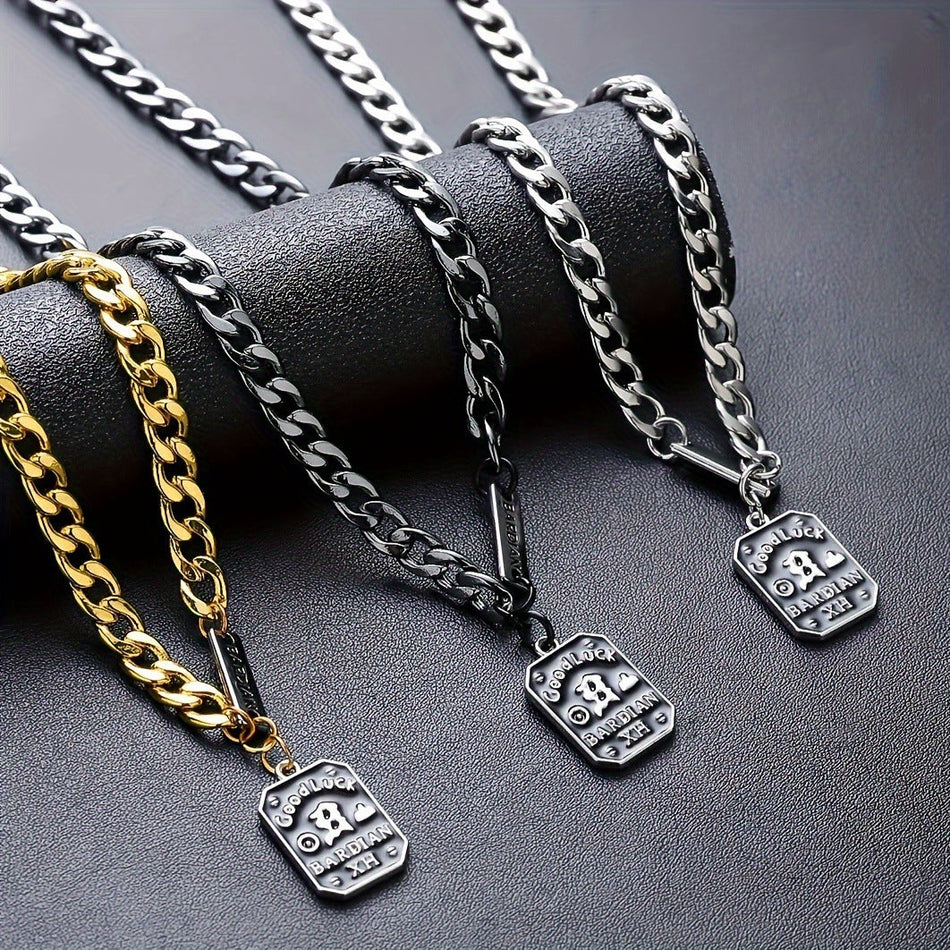 Titanium Steel Nameplate Necklace with Modern Hip-Hop Style