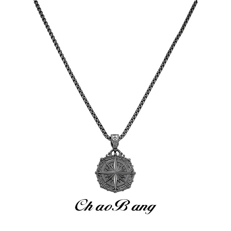 Compass Amulet Pendant Necklace for Men in European Style