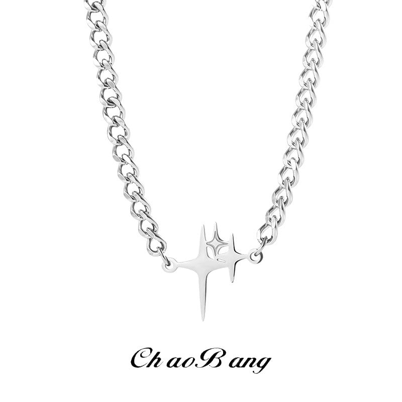 Starburst Titanium Steel Necklace with Modern Luxury Design