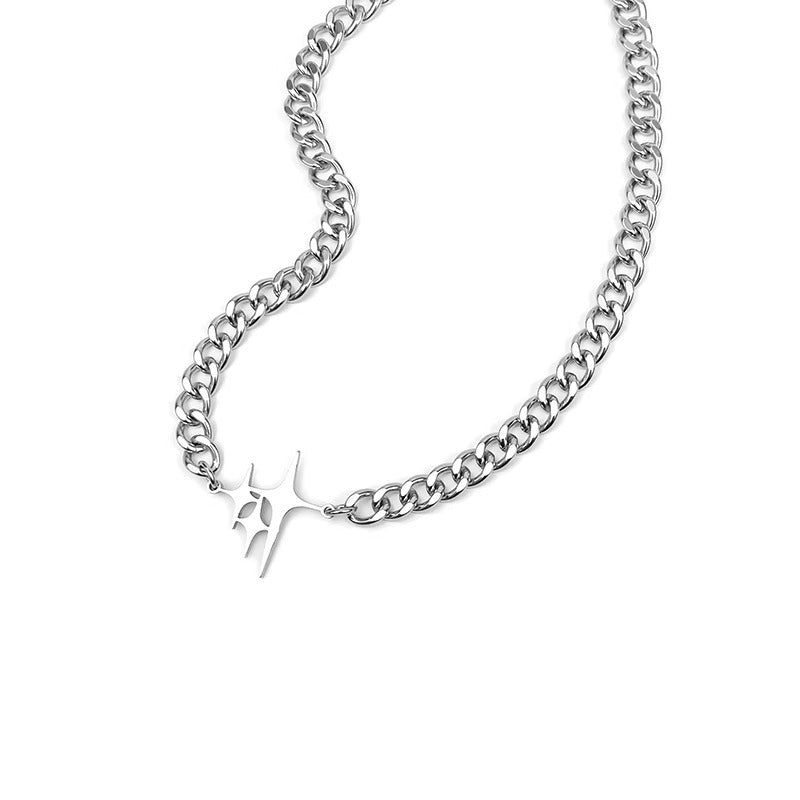 Starburst Titanium Steel Necklace with Modern Luxury Design