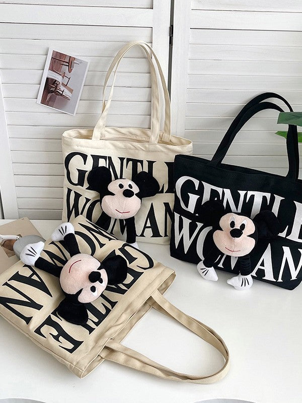 Canvas Tote Bag for Women with Zipper