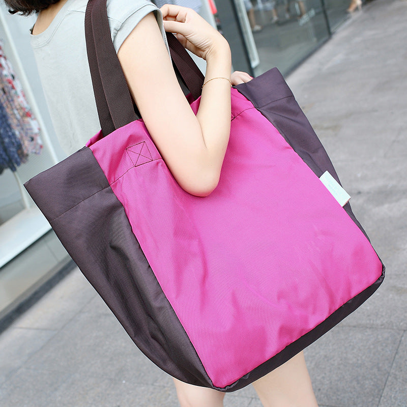 Foldable Oxford Shoulder Tote Bag with Large Storage Capacity