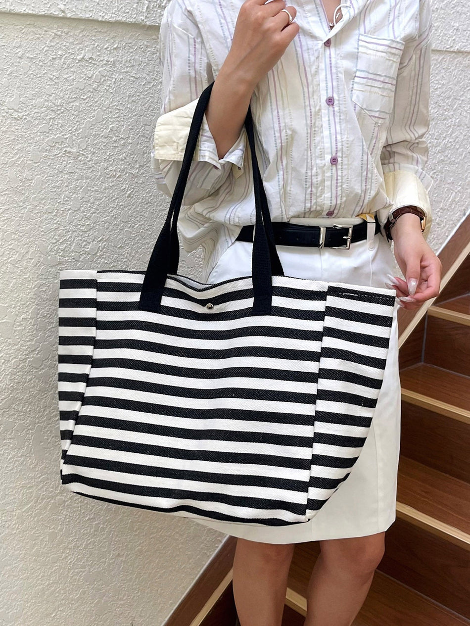 Large Capacity Canvas Tote Bag for Women with Magnetic Closure