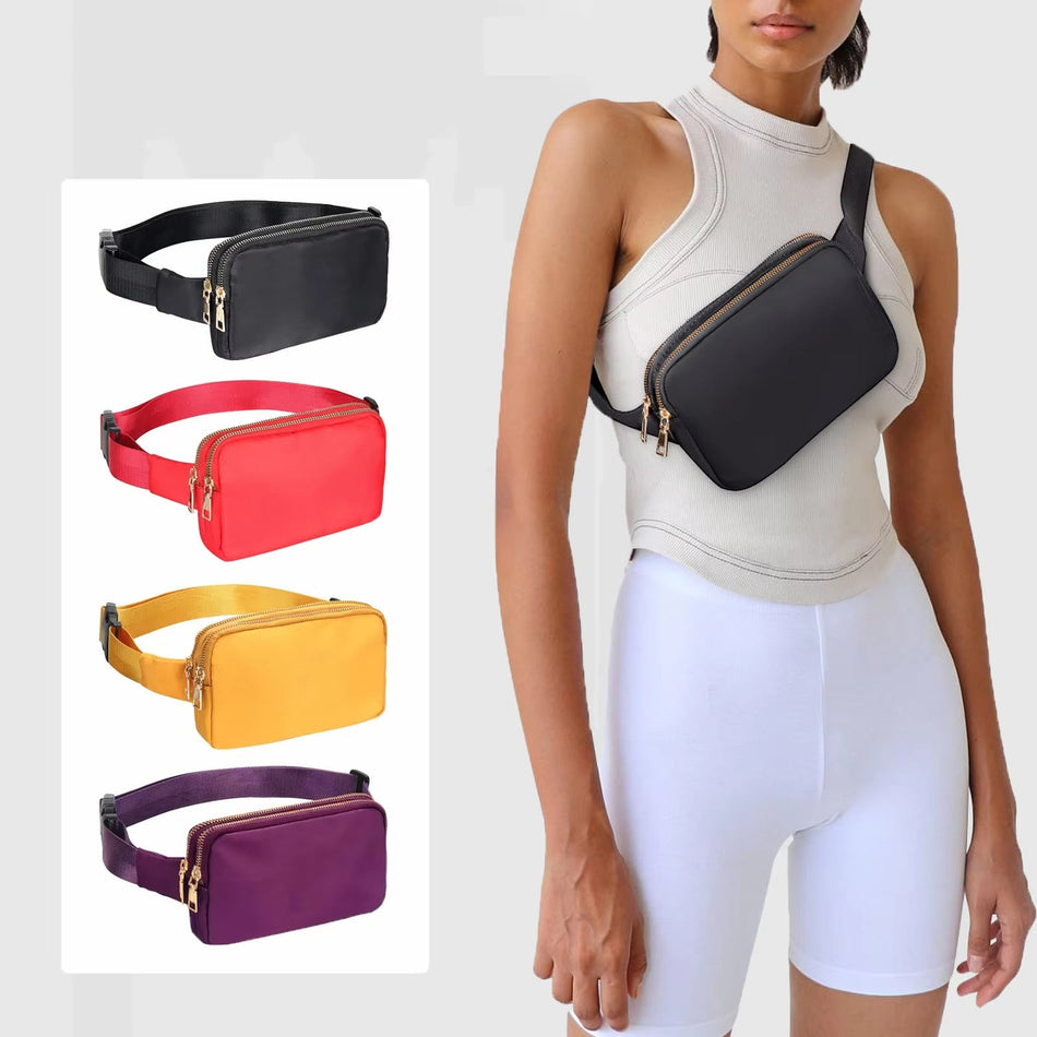 Nylon Sports Waist Bag with Zipper for Travel and Daily Use