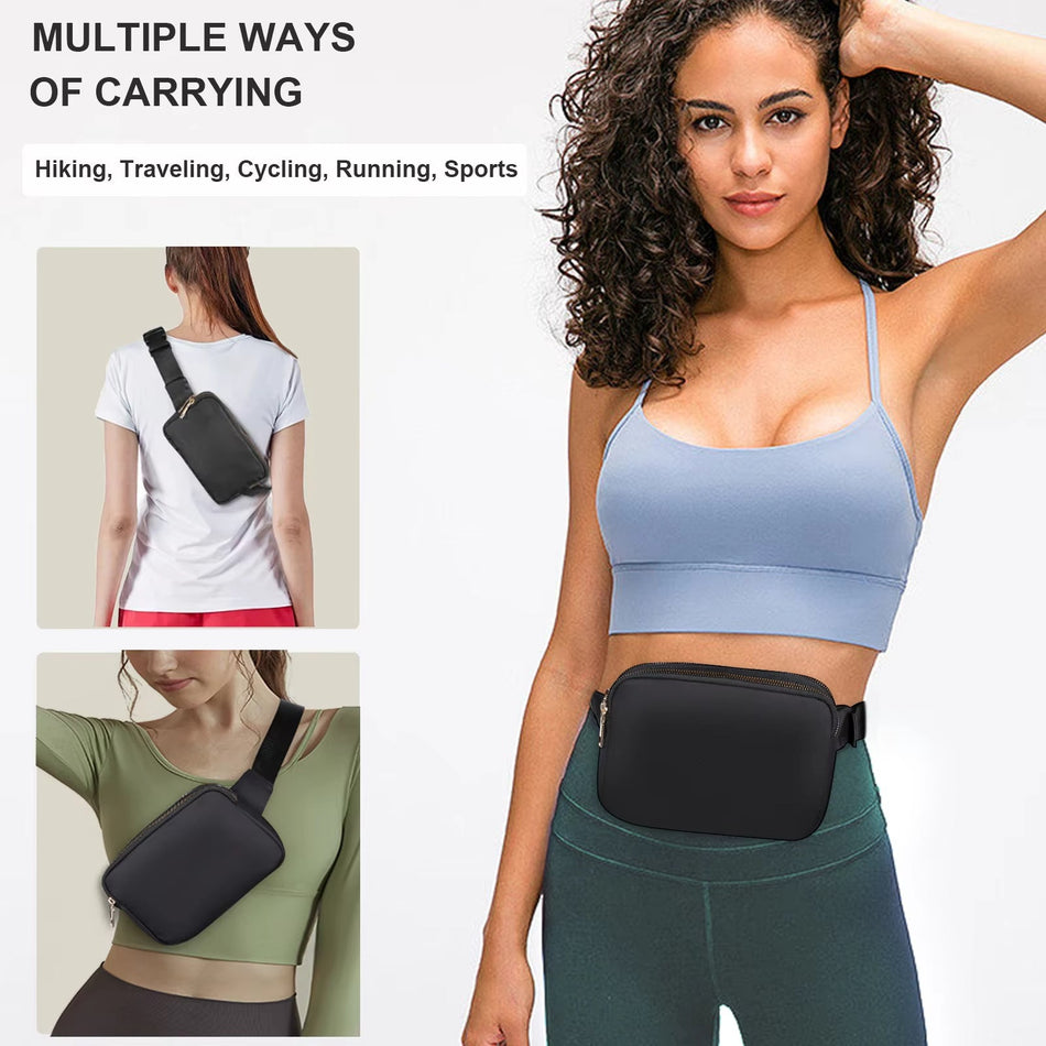 Nylon Sports Waist Bag with Zipper for Travel and Daily Use