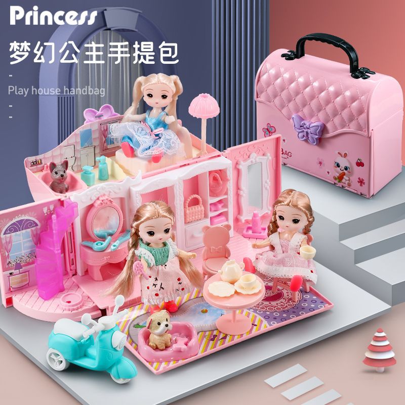 Princess Handbag Dollhouse Pretend Play Set for Children