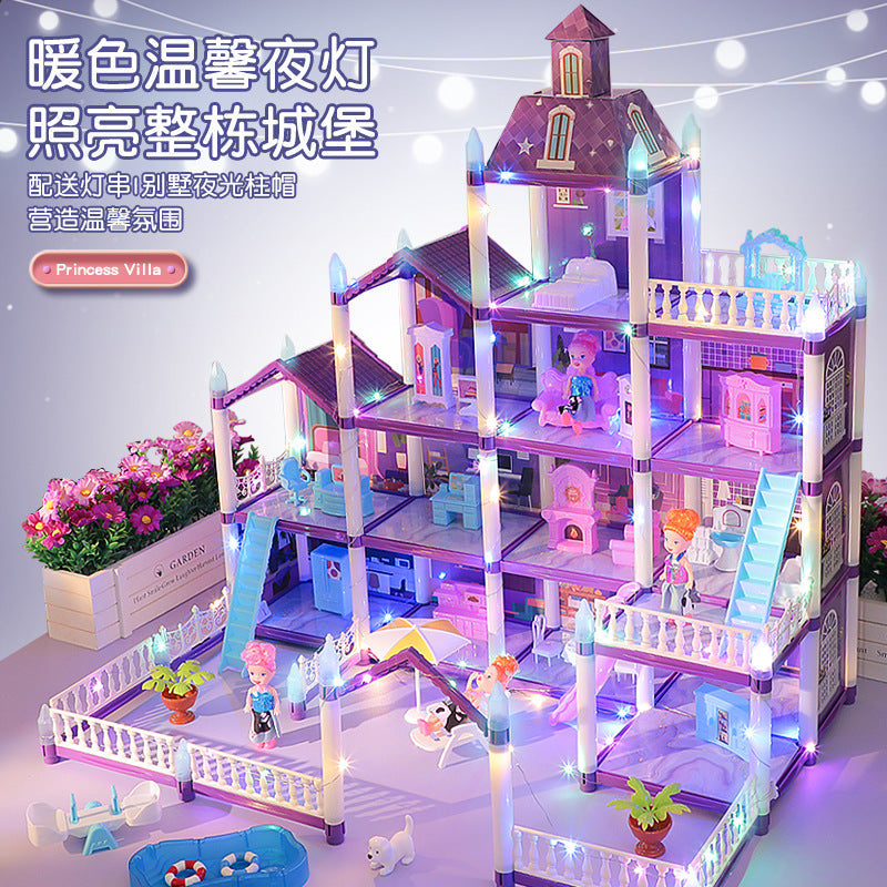 DIY Princess Castle Dollhouse with Lights Play Set
